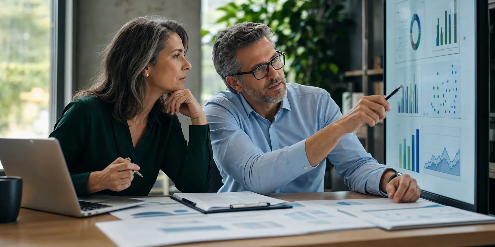 Internal audit professionals reviewing evidence and financial data